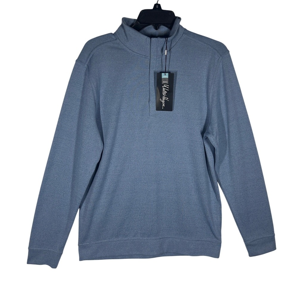 Walter Hagen Mens‎ 1/4 Zip Pullover Sweater Grey Heather Size S Moisture Wicking
